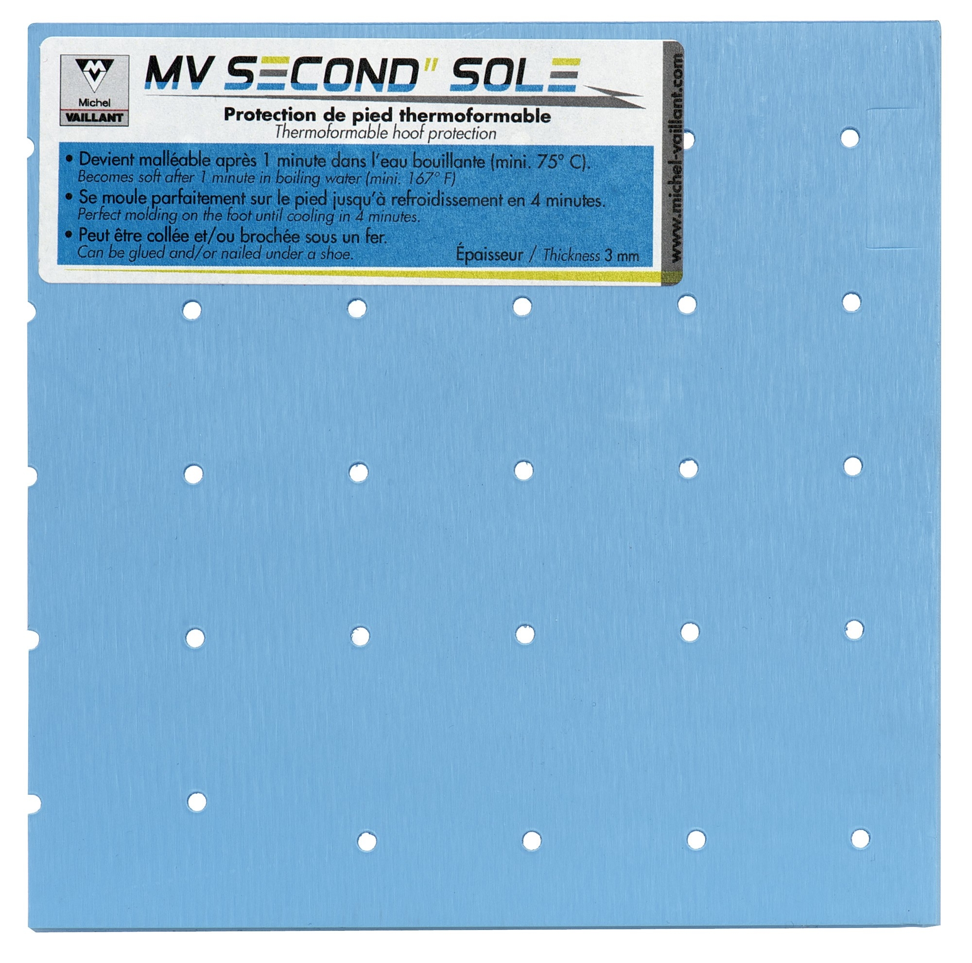 mv second sole plaque thermoformable pour chevaux pieds nus ou ayant  fourbure, abcès, aplombs défectueux